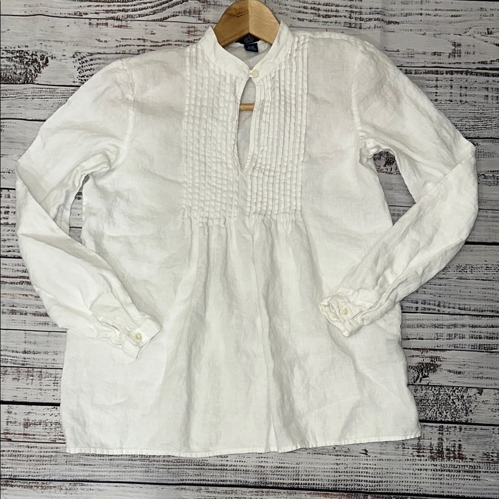 Chaps Sandy Lane White Linen Blouse Sz. S